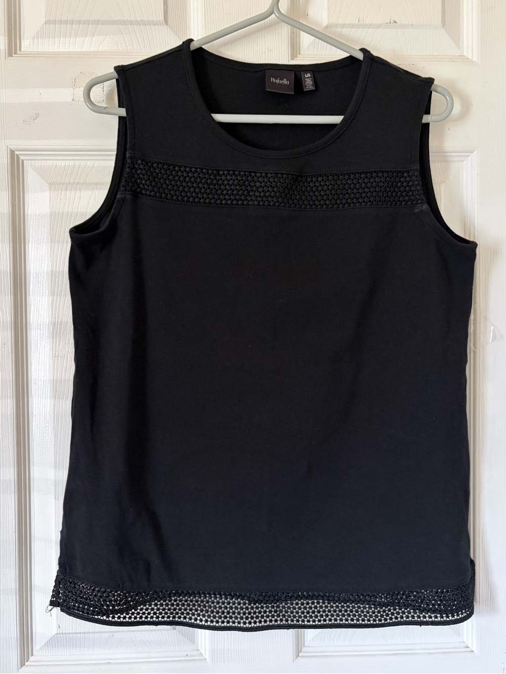 Rafaella Black Sleeveless Tank‎ with Crochet Trim